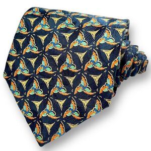 BRIONI Mens Multicolor Luxury Designer Vintage Abstract Geometric 100% Silk Tie